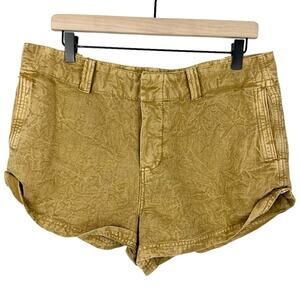 Free People Linen Blend Vintage Wash Tan Utility Shorts Size 10 Boho Chic